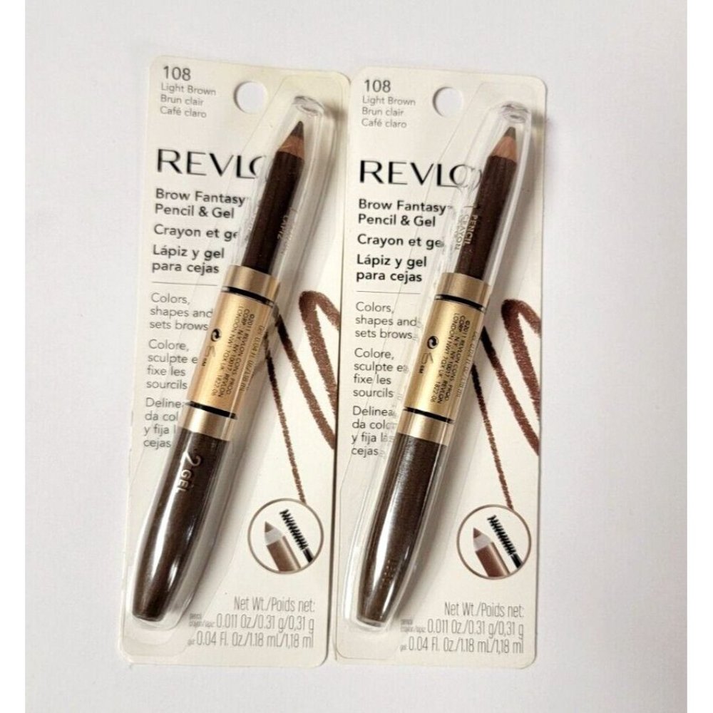 2 pc Revlon Brow Fantasy Eyebrow Pencil & Gel Light Brown #108 NEW